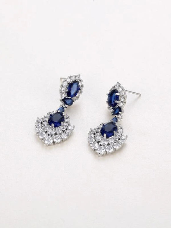 Sapphire & White Rhinestone Earrings