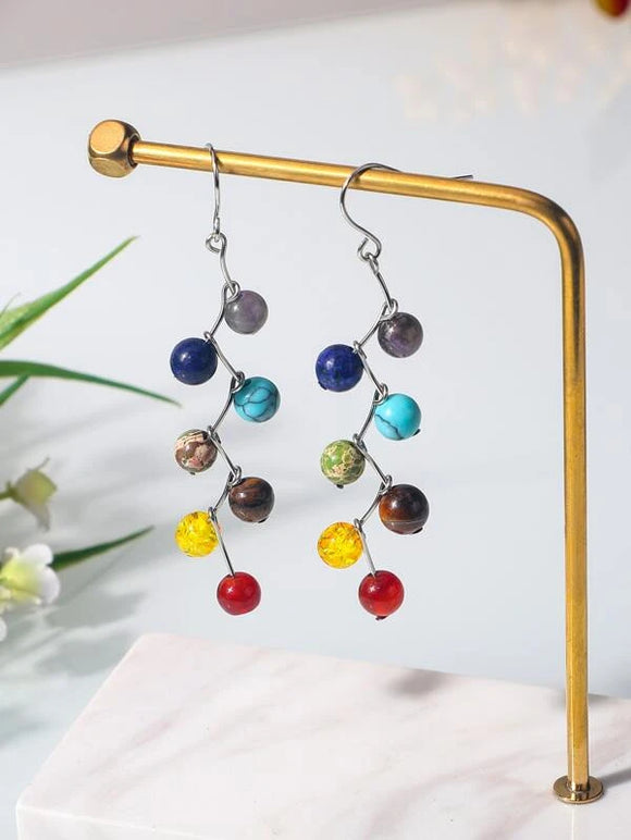 Multi Colored Stone Ball Earrings