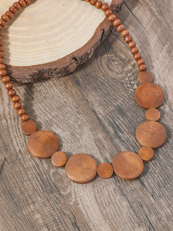 Round Wooden Bead Necklace