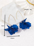 Blue Frosted Petal Drop Earrings