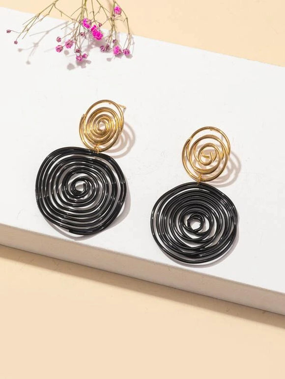 Spiral Black and Gold Earrings
