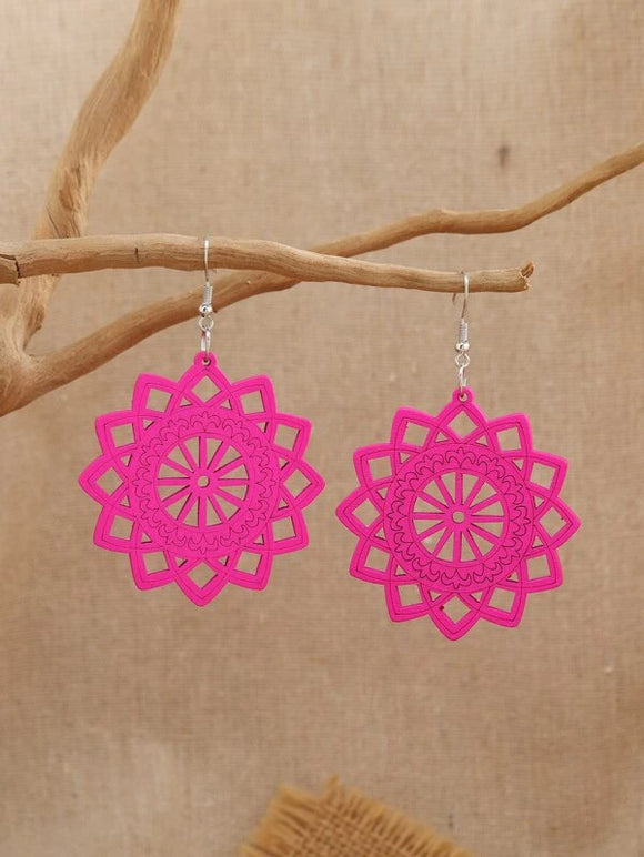 Flower Decor Wooden Earring