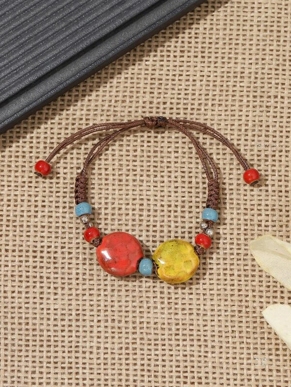 Multi-Colored Ceramic Bead Bracelet