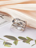 Rhinestone Textured Silver Ring