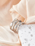 Rhinestone Textured Silver Ring