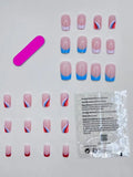 Multi Color Striped Long Square Nail Set