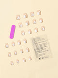 White Star & Gold Glitter Design Short Square Nail Set
