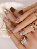 Maroon & Mauve Matte Short Square Nail Set