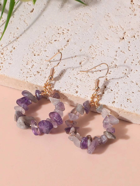 Amethyst Crystal Hoop Earring