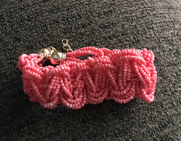Rice Bead Bracelet with Gold End Caps