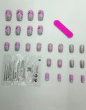 Pink Heart & Glitter Short Square Nail Set
