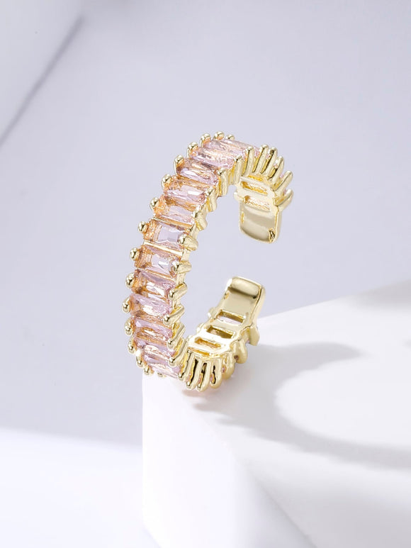 Pink Cubic Zirconia Cuff Ring