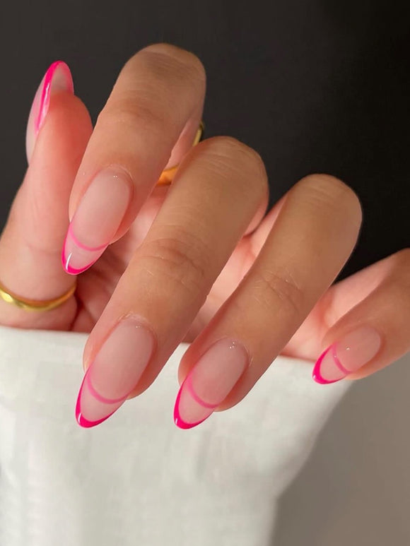 Pink Short Almond Nail Set