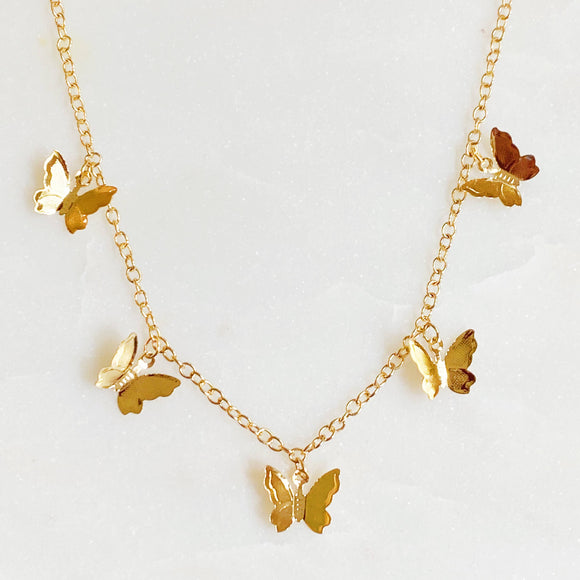 Butterfly Necklace Gold Setting