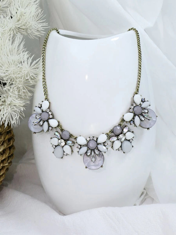 Rhinestone Floral Beaded Necklace