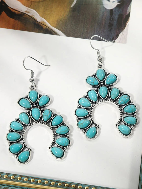 Turquoise Bead Horseshoe Earring