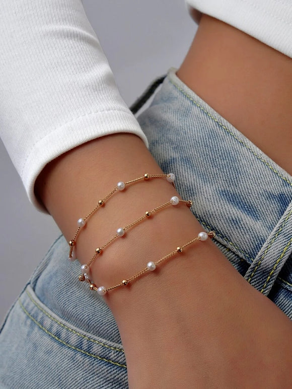 Pearl Bead Layered Bracelet