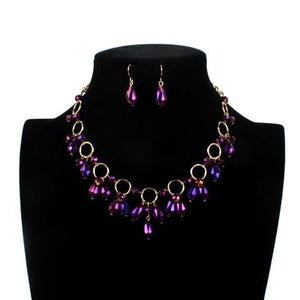 Glass Bead Necklace Purple