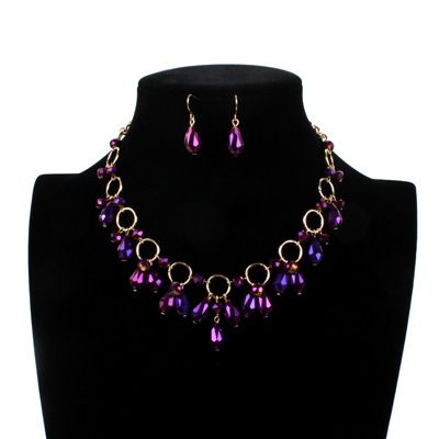 Glass Bead Necklace Purple