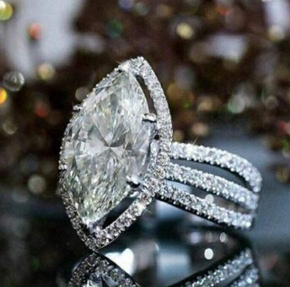 White Zircon Marquise Wedding Ring
