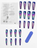 Oil Spill Long Coffin Style Nail Set