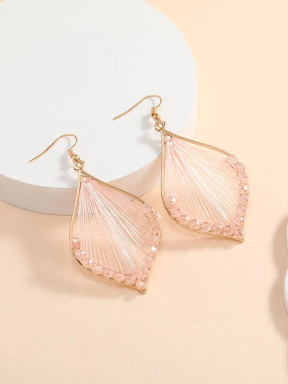 Pink Threaded Earring with Beaded Detail