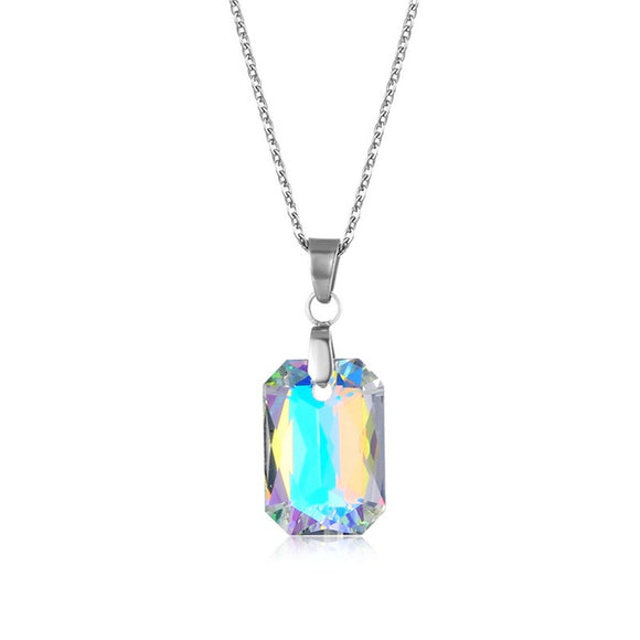 Iridescent Emerald Cut Gemstone Necklace