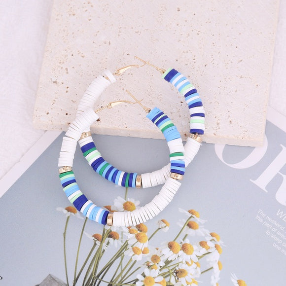 Soft Clay Mixed Blue Hoop Earring