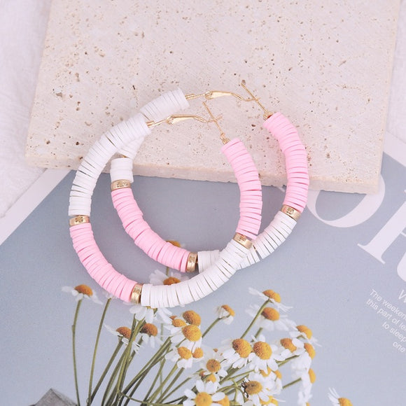 Soft Clay Pink Hoop Earring