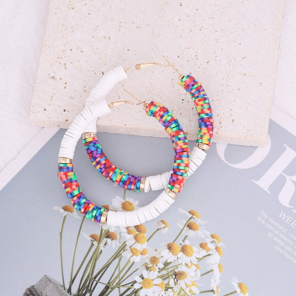 Soft Clay Multi Color Hoop Earring