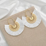 Silk Thread Tassel Semicircular Earrings