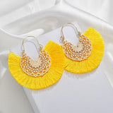 Silk Thread Tassel Semicircular Earrings