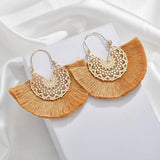 Silk Thread Tassel Semicircular Earrings