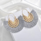 Silk Thread Tassel Semicircular Earrings