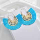 Silk Thread Tassel Semicircular Earrings