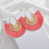 Silk Thread Tassel Semicircular Earrings
