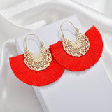 Silk Thread Tassel Semicircular Earrings