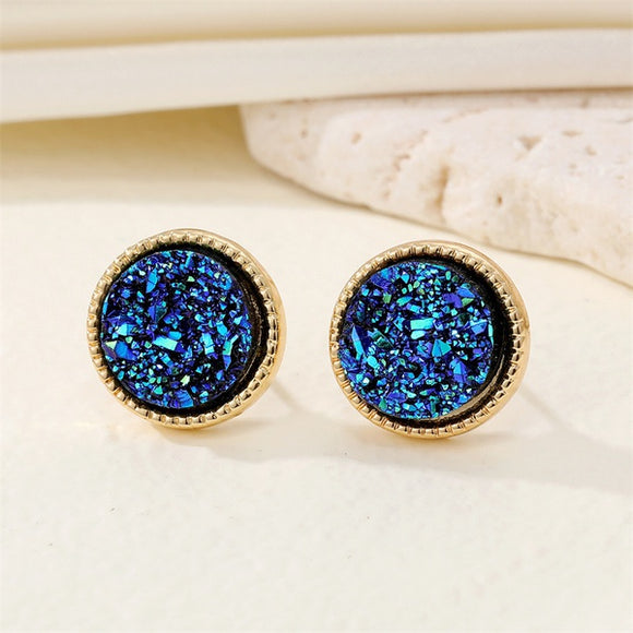 Round Resin Druzy Style Earring