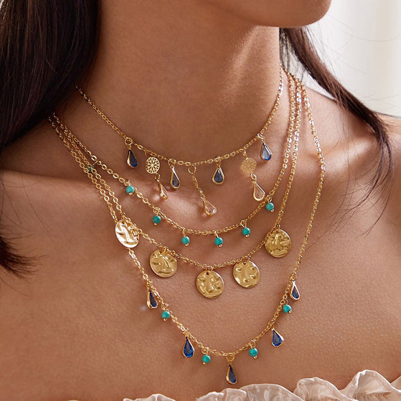 Tear Drop Multi Layered Necklace