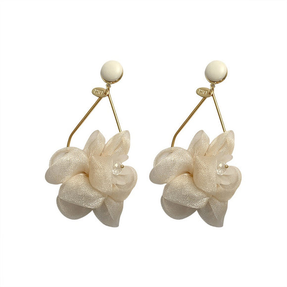 Crystal Fabric Flower Earring