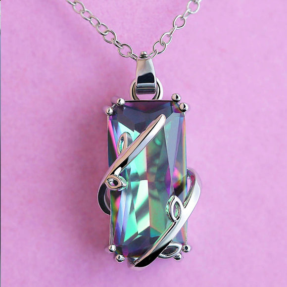 Colorful Topaz Leaf Necklace