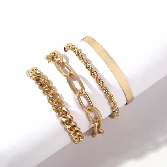 4 piece Multi Chain Bracelet Set