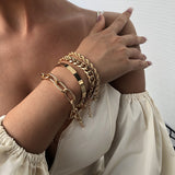 4 piece Multi Chain Bracelet Set