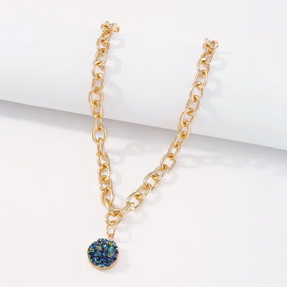 Round Resin Druzy Style Necklace