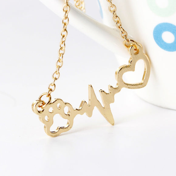 Heartbeat Paw Dog Necklace
