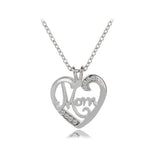 Mom Heart shaped pendant with rhinestone Necklace