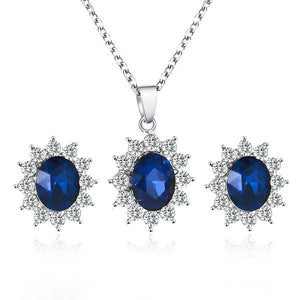 Sunflower Tanzanite Sapphire Necklace & Earring Set