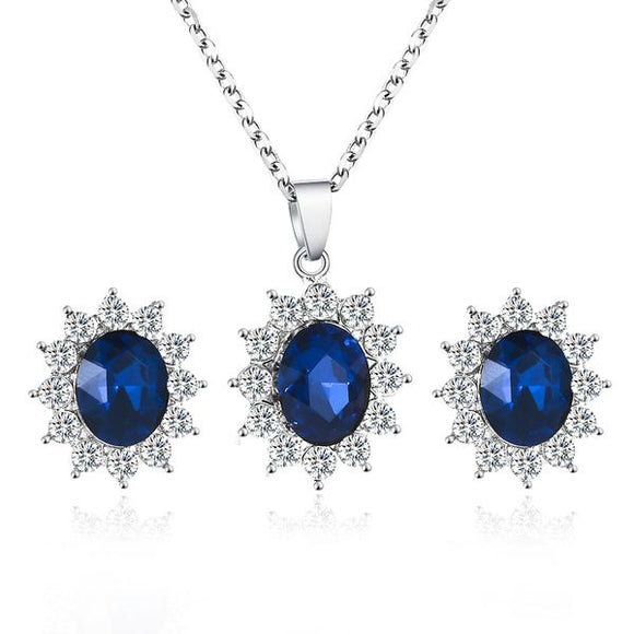 Sunflower Tanzanite Sapphire Necklace & Earring Set