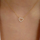 White Rhinestone Heart Pendant Necklace