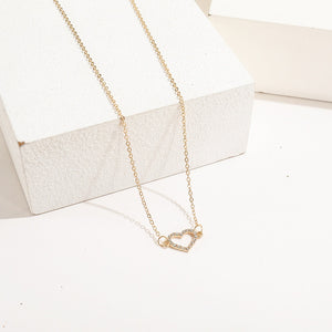 White Rhinestone Heart Pendant Necklace
